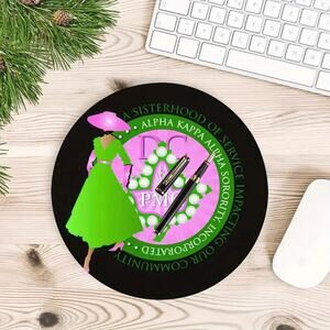 AKA Alpha Kappa Alpha Mouse Pad Black with Lady Silhouette Design